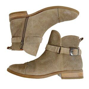 Born Deya Taupe Tan Nuback Suede Ankle Booties Boots Buckle Women's Size 8.5